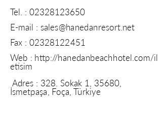 Hanedan Beach Hotel & Beach Club iletiim bilgileri
